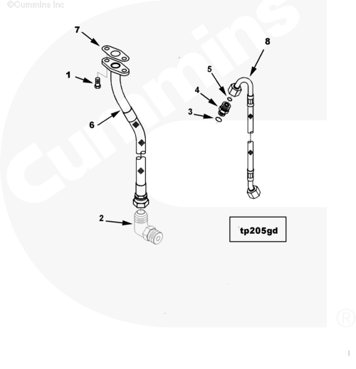Трубка подачи масла к турбине для двигателя Cummins QSM 11L