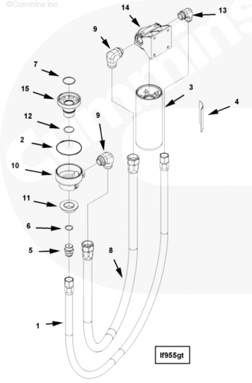 Шланг масляного фильтра для двигателя Cummins QSX 11.9