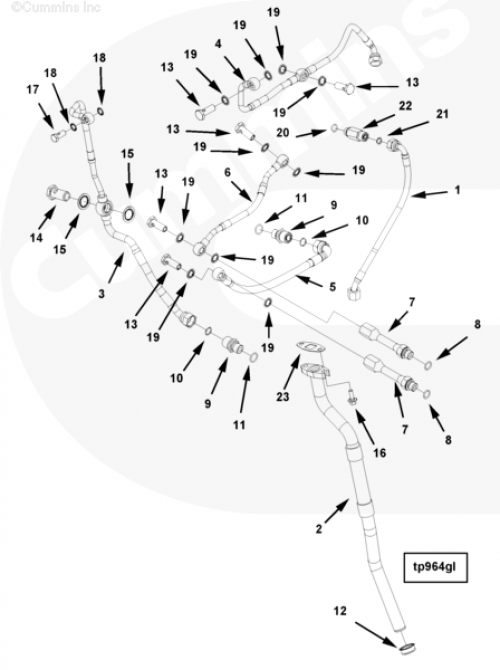 Трубка подачи масла к турбине для двигателя Cummins QSX 11.9