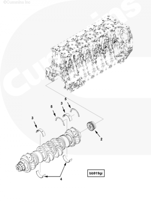 Вкладыш коренной коленвала верхний для двигателя Cummins ISG 12