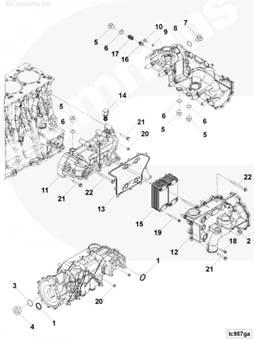 Крышка корпуса маслоохладителя для двигателя Cummins ISG 12