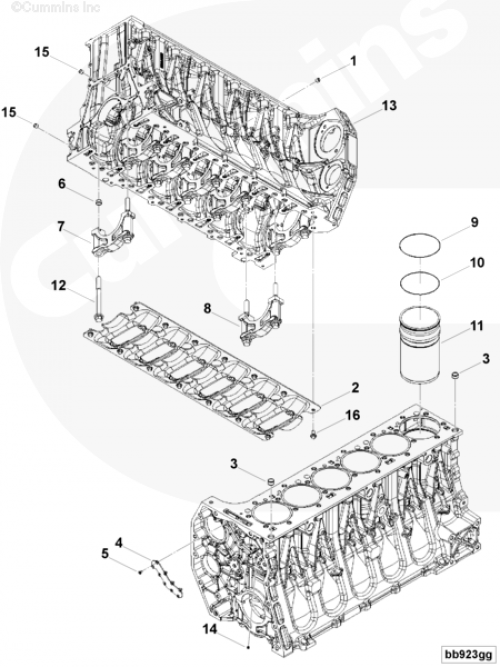 Усилитель блока цилиндров для двигателя Cummins ISG 12
