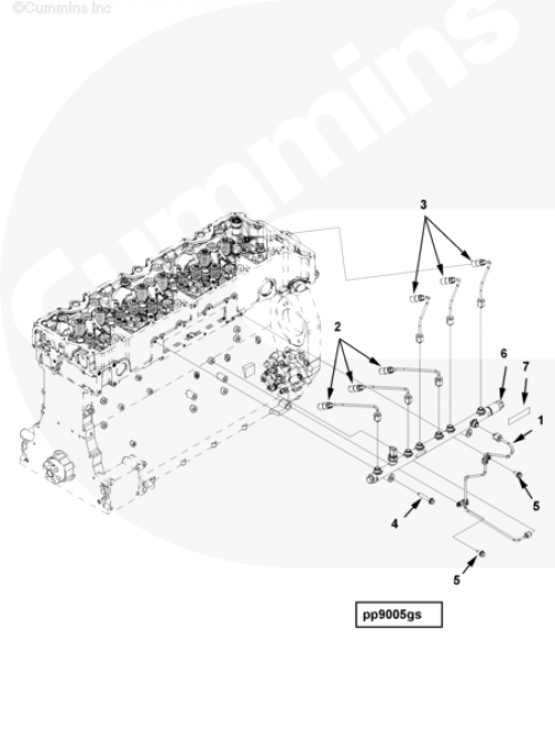 Трубка топливная 4, 5, 6-го цилиндра для двигателя Cummins ISG 12