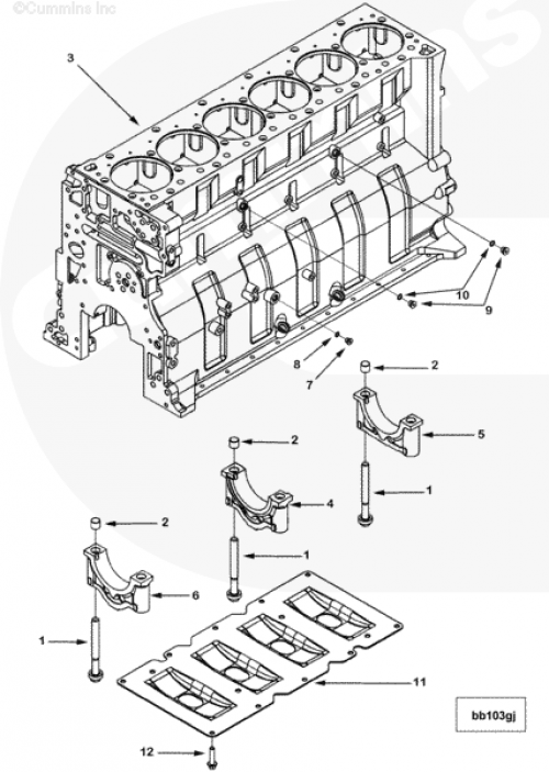 Болт крепления усилителя блока цилиндров для двигателя Cummins QSX 15
