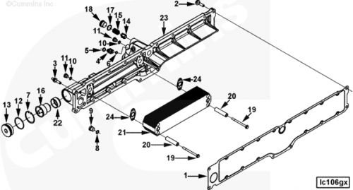 Корпус маслоохладителя для двигателя Cummins QSX 15