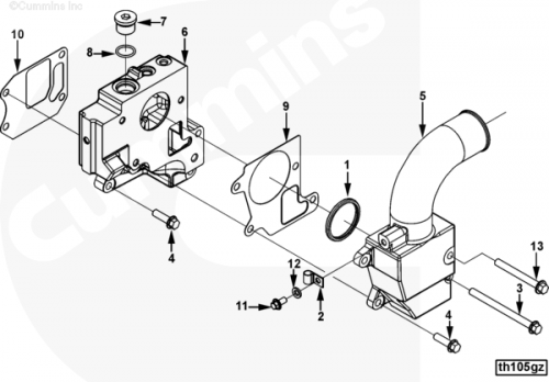 Крышка корпуса термостата для двигателя Cummins QSX 15