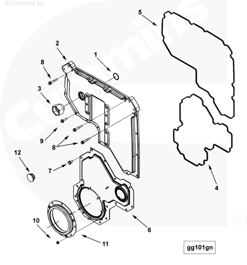 Крышка передняя распределительных шестерен для двигателя Cummins QSX 15