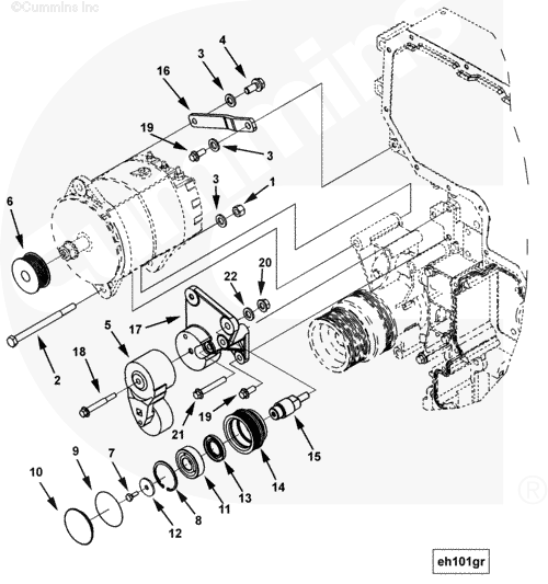 Натяжитель ремня для двигателя Cummins QSX 15