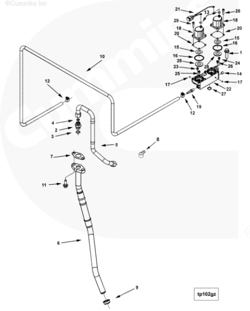 Трубка подачи масла к турбине для двигателя Cummins QSX 15