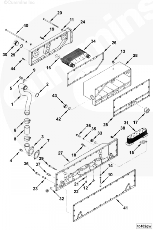 Прокладка маслоохладителя (теплообменника) для двигателя Cummins KTA19