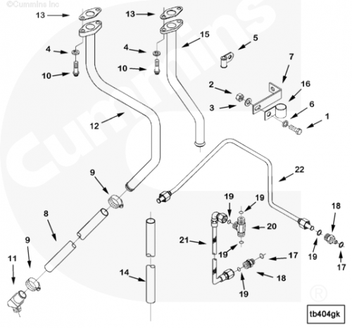 Трубка подачи масла к турбине для двигателя Cummins KTA19
