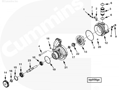 Насос водяной (помпа) в сборе для двигателя Cummins QSK23