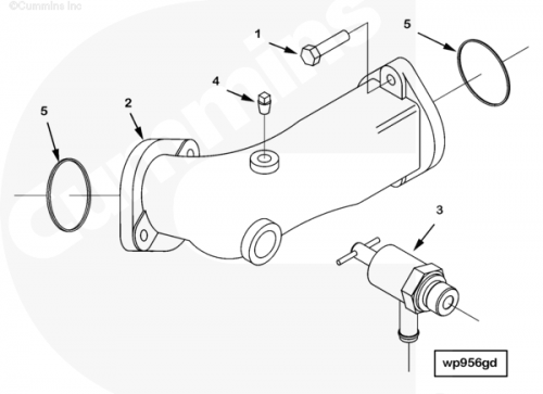 Патрубок водяной перепускной для двигателя Cummins QSK23