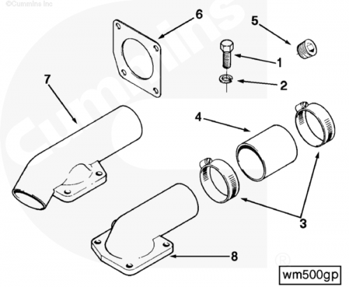 Хомут патрубка водяного перепускного для двигателя Cummins V28
