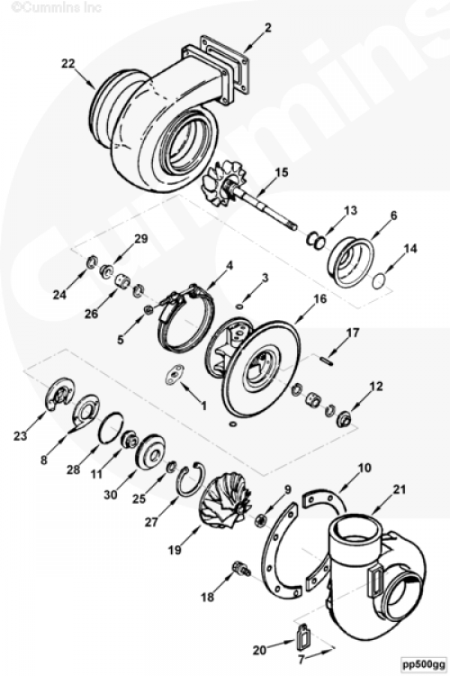 Турбокомпрессор для двигателя Cummins V28