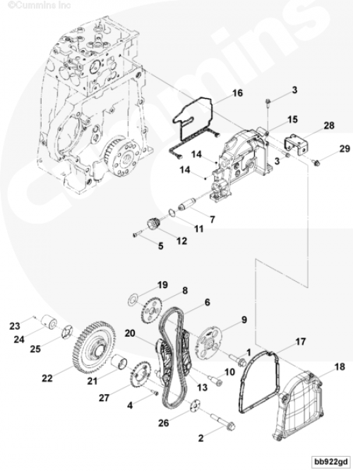 Картер шестерен распределительного вала для двигателя Cummins ISF 2.8L
