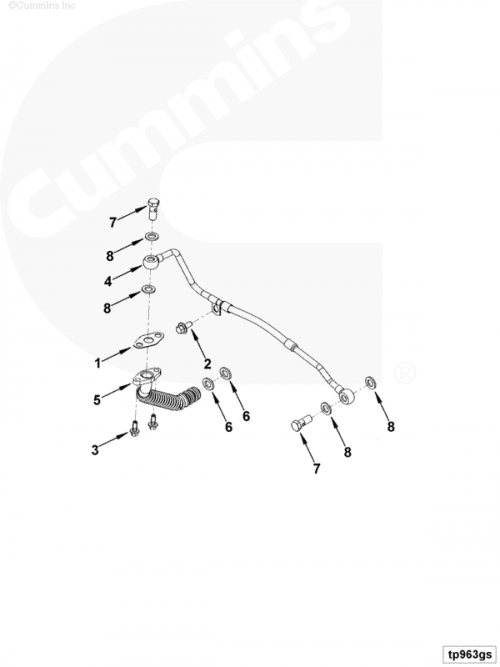Трубка подачи масла к турбине для двигателя Cummins ISF 2.8L