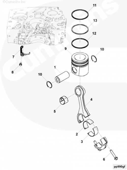 Комплект поршневых колец для двигателя Cummins QSF2.8L