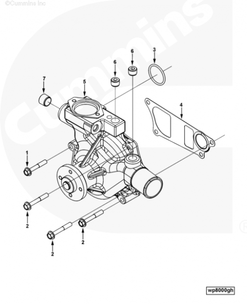 Болт крепления водяного насоса для двигателя Cummins B 3.3