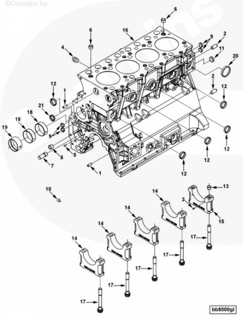 Крышка коренного вкладыша для двигателя Cummins B 3.3