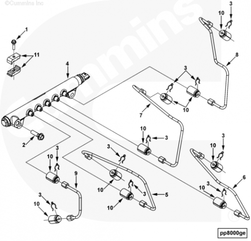 Трубка подачи топлива к рампе для двигателя Cummins B 3.3