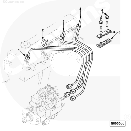 Трубка топливная форсунки (3 цилиндра) для двигателя Cummins B 3.3