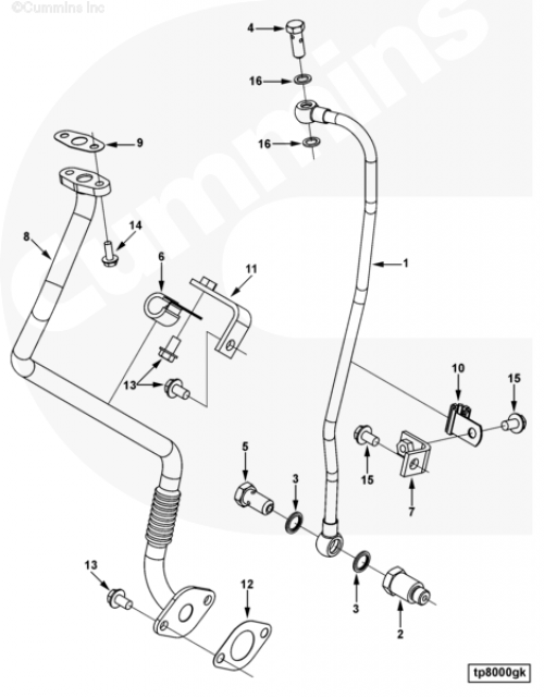 Распорка трубки слива масла с турбины для двигателя Cummins B 3.3