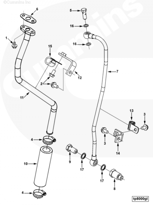 Трубка подачи масла к турбине для двигателя Cummins B 3.3