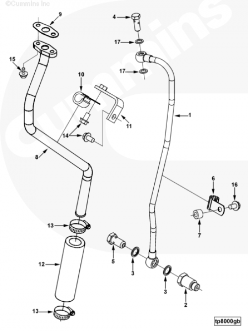 Трубка подачи масла к турбине для двигателя Cummins B 3.3
