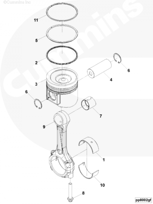 Кольцо компрессионное верхнее для двигателя Cummins B 3.3