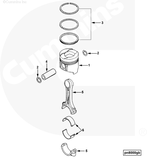 Комплект поршневых колец для двигателя Cummins B 3.3