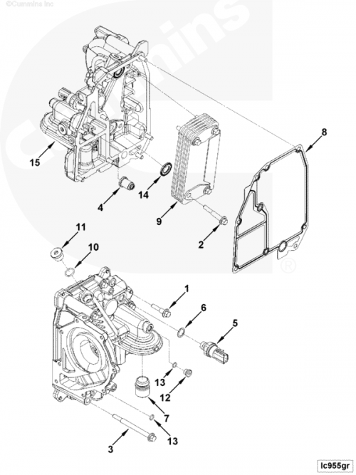 Прокладка маслоохладителя (теплообменника) для двигателя Cummins ISF 3.8L