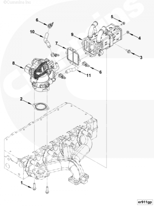 Охладитель отработавших газов ЕГР для двигателя Cummins ISF 3.8L