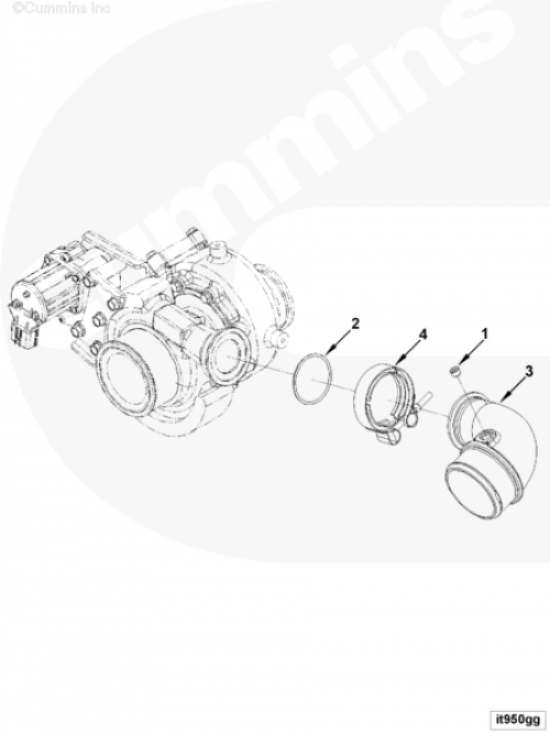 Патрубок турбины Г-образный для двигателя Cummins ISF 3.8L