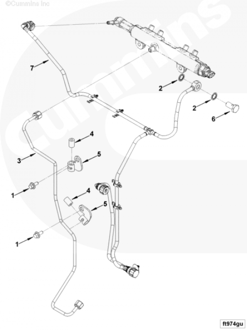 Трубка возврата топлива с рампы для двигателя Cummins ISF 3.8L