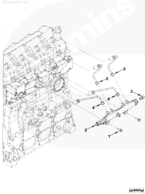 Трубка топливная от рампы к форсунке 3-го и 4-го цилиндра Евро-4 для двигателя Cummins ISF 3.8L