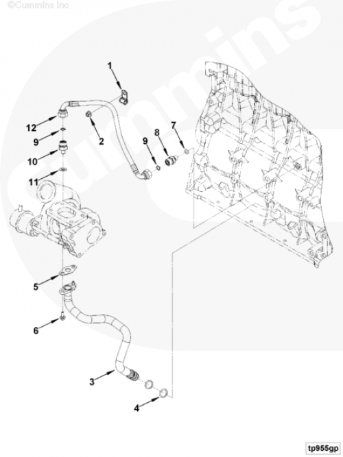 Хомут трубки подачи масла к турбине для двигателя Cummins ISF 3.8L