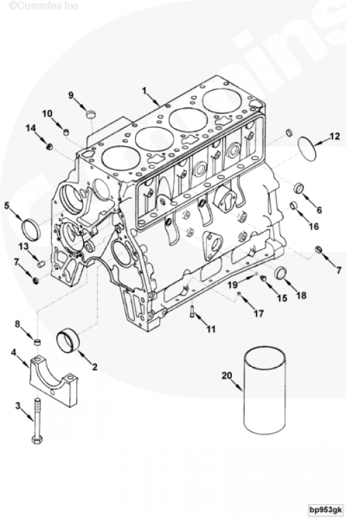Заглушка блока цилиндров для двигателя Cummins 4BT / EQB