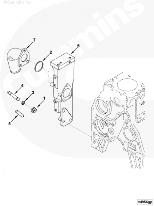 Патрубок ОЖ для двигателя Cummins 4BT / EQB