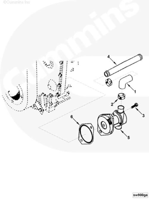 Трубка насоса морской воды для двигателя Cummins 4BT / EQB