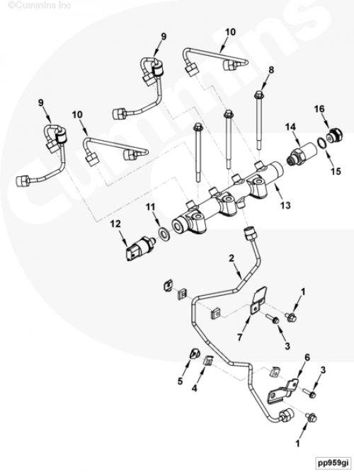 Трубка подачи топлива к рампе для двигателя Cummins 4ISBе 3.9L