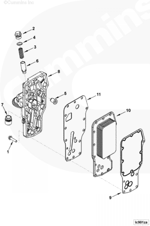 Маслоохладитель (теплообменник) для двигателя Cummins 4ISBе 4.5L